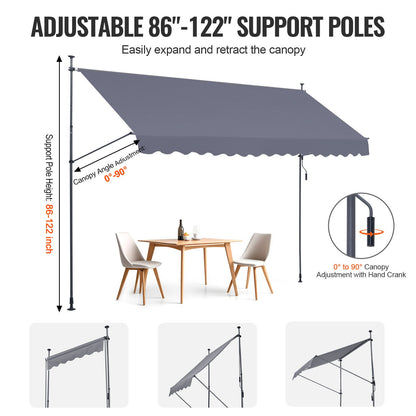 157x47" uteplatsmarkis Infällbar markis solskyddsskydd med vev
