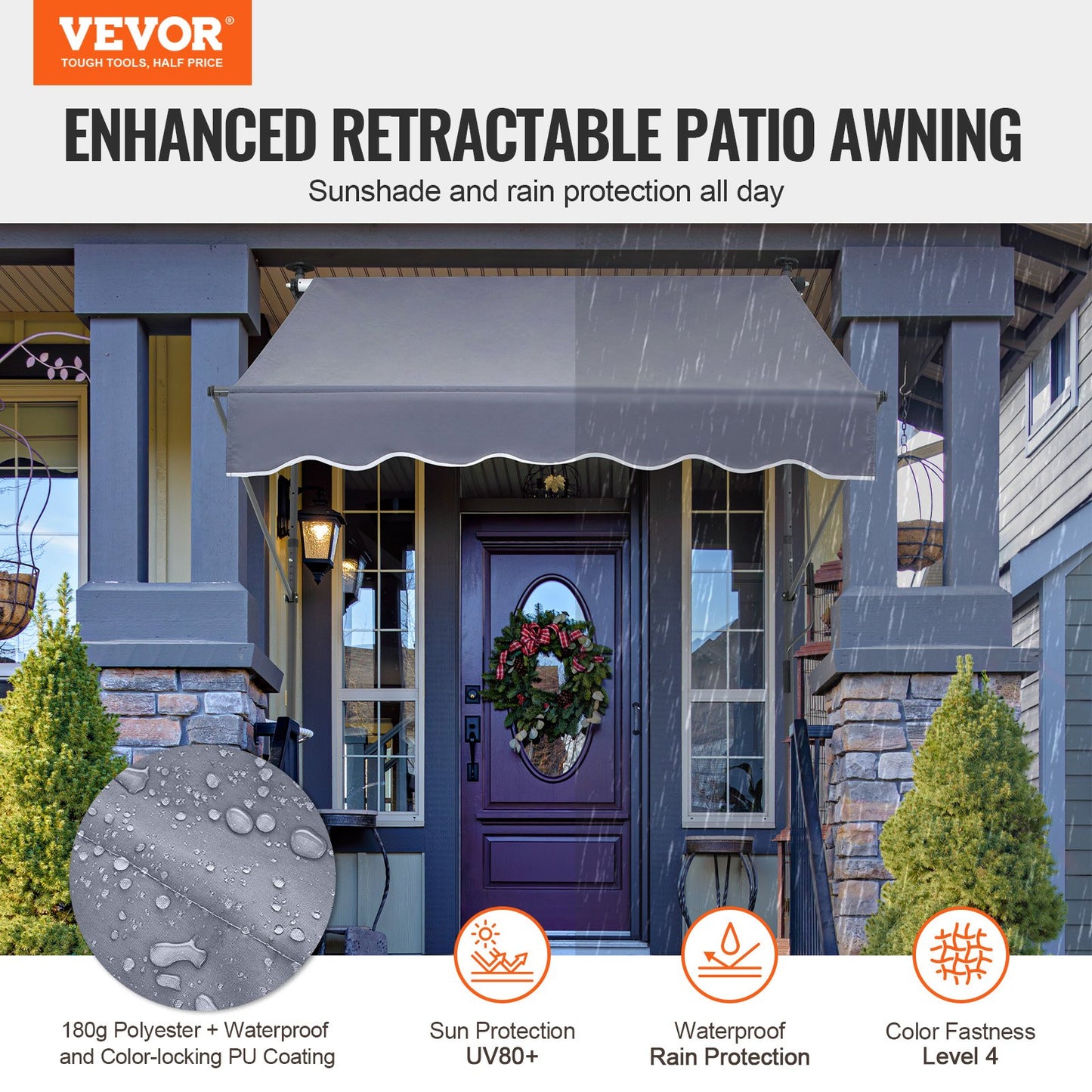 59x47" patio awning Retractable awning sunshade cover with crank