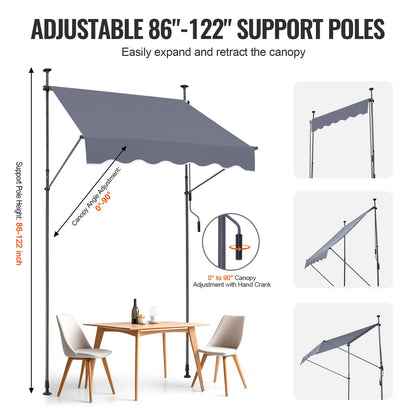 59x47" patio awning Retractable awning sunshade cover with crank