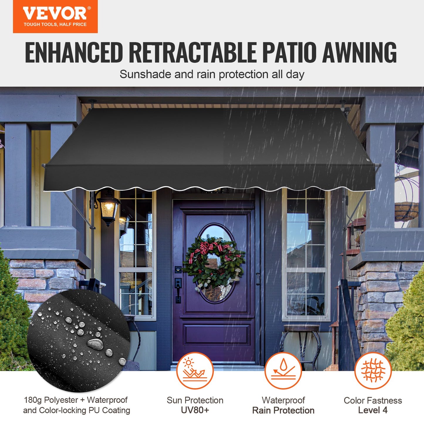 98x47" patio awning Retractable patio roof Sunsetter with crank