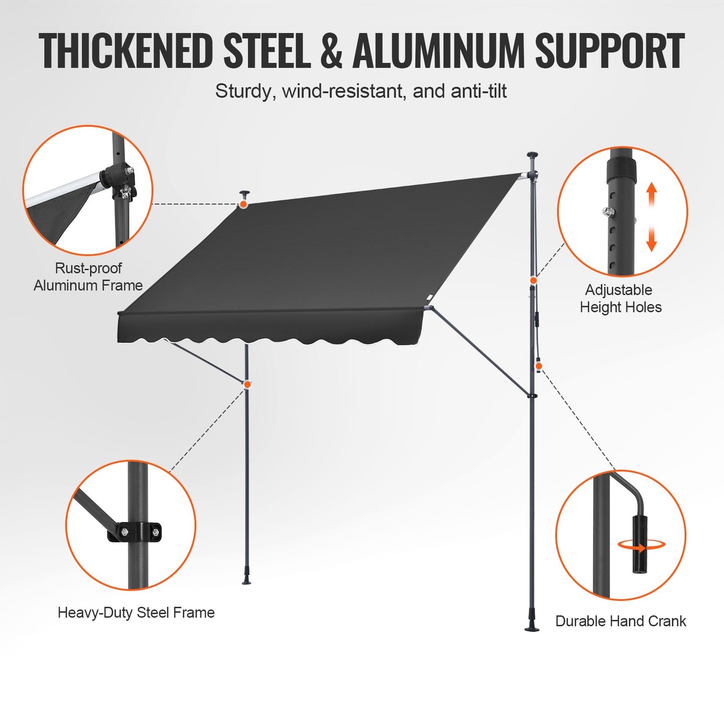 98x47" patio awning Retractable patio roof Sunsetter with crank