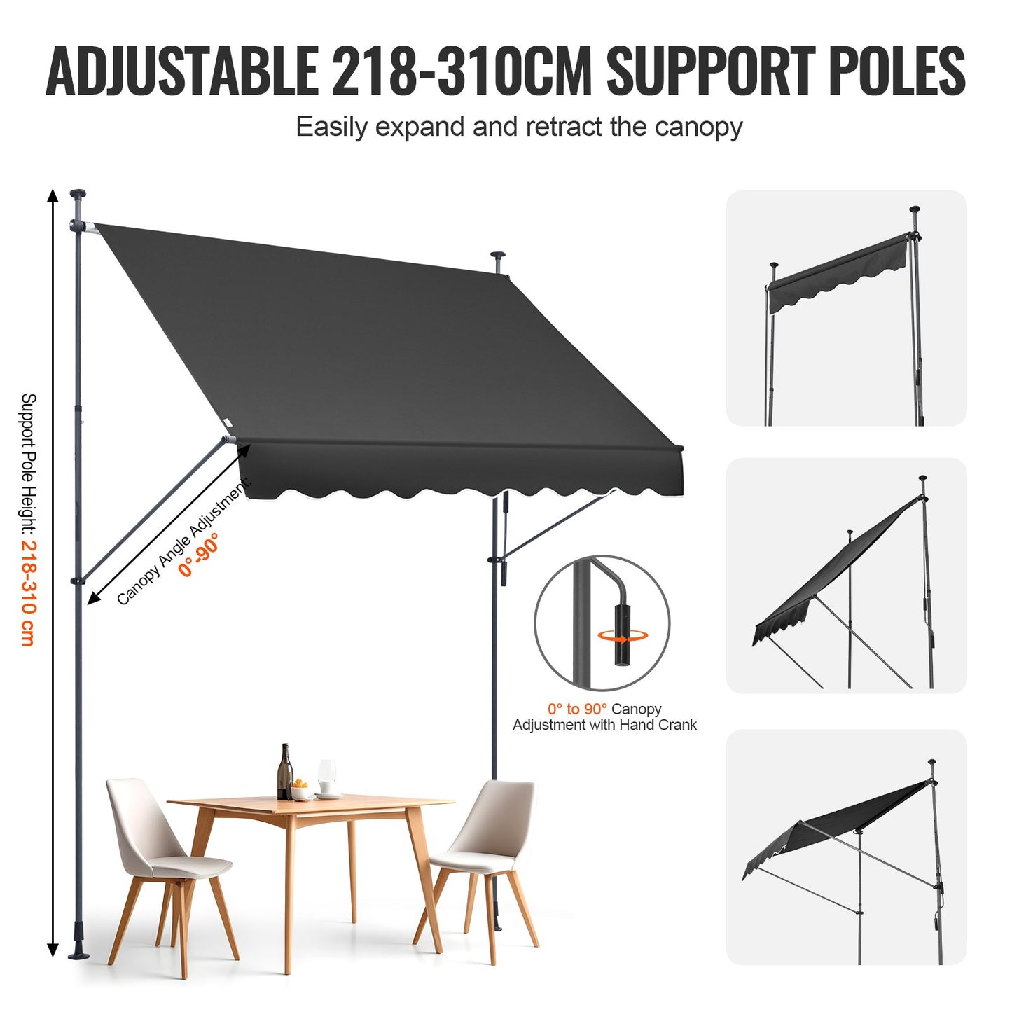98x47" patio awning Retractable patio roof Sunsetter with crank