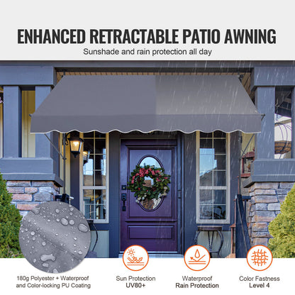 98x47" patio awning Retractable awning sun protection cover with crank