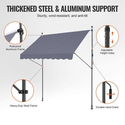 98x47" patio awning Retractable awning sun protection cover with crank