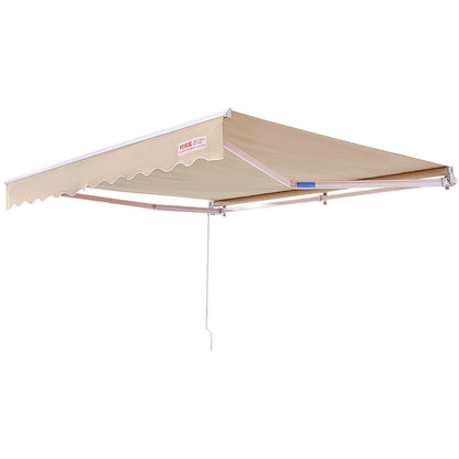 Manual Retractable Awning, 10 x 8 ft Patio Awning Retractable Sun Shade, Waterproof Polyester Patio Door Window Awning Sunshade with Crank for Backyard, Balcony