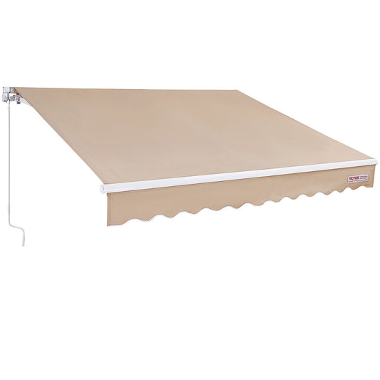 Manuellt infällbart förtält, 8 x 7 ft Uteplatsmarkis Infällbart solskydd, vattenavvisande polyester uteplatsdörr Fönstermarkis Solskyddsskydd med vev för bakgård, balkong
