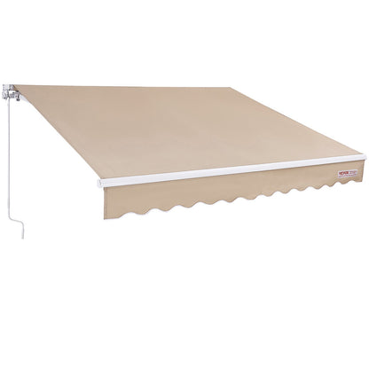 Manual Retractable Awning, 13 x 8 ft Patio Awning Retractable Sun Shade, Waterproof Polyester Patio Door Window Awning Sunshade Cover with Crank for Backyard, Balcony