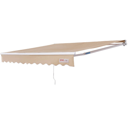 Manual Retractable Awning, 13 x 8 ft Patio Awning Retractable Sun Shade, Waterproof Polyester Patio Door Window Awning Sunshade Cover with Crank for Backyard, Balcony
