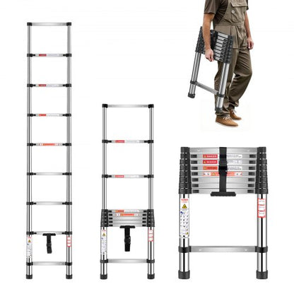 Telescopic Ladder Stainless Steel Extension Ladder 8.5 Feet Portable Ladders | EU