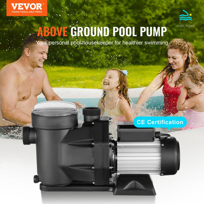 Simbassängpump, 1,5 hk 1100 W poolpump över marken, maxflöde 27800 L/H Dubbla hastighetspump, 220V-240V, 1450/2860RPM pump för ovanjordiska pooler, spa, varma källor, bevattningssystem