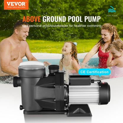 Swimmingpoolpump, 1800W 2HP dubbelhastighet, maxflöde 33000L/H Poolpump över marken, 220V-240V, 1450/2860RPM pump för ovanjordiska pooler, spa, varma källor, bevattningssystem