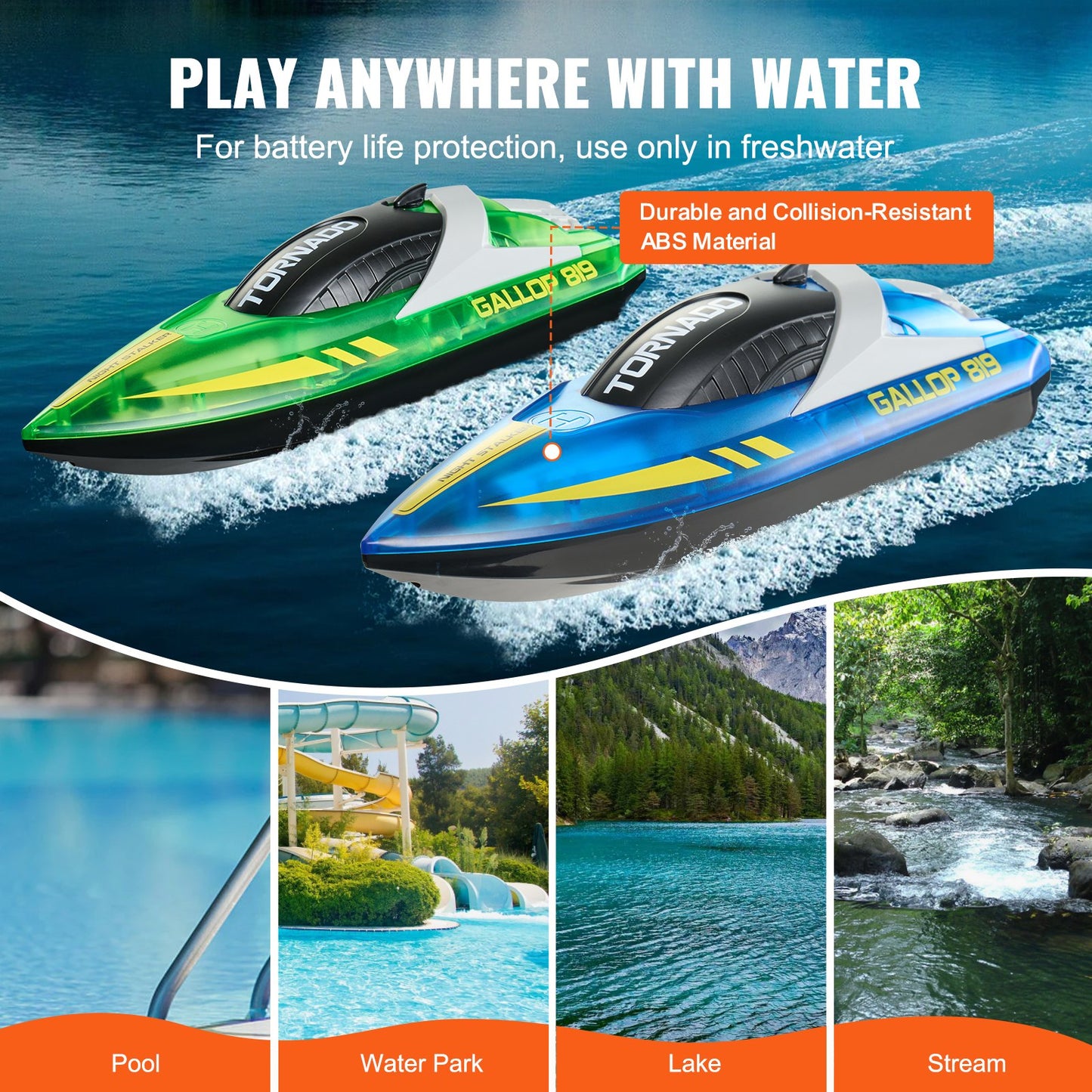 2 PCS RC Boat 2.4 GHz Remote Control Racing Boat 12 km/h Kids Adults Gift