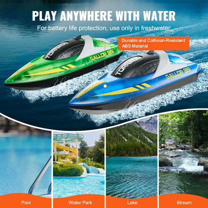 2 PCS RC Boat 2.4 GHz Remote Control Racing Boat 12 km/h Kids Adults Gift