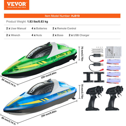 2 PCS RC Boat 2.4 GHz Remote Control Racing Boat 12 km/h Kids Adults Gift