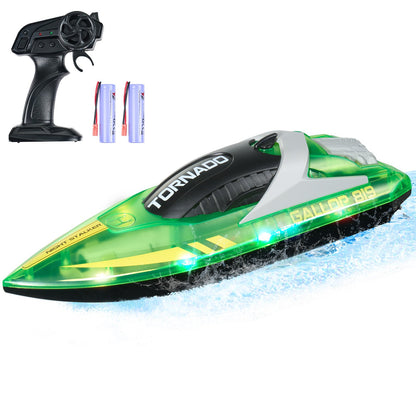 RC Boat 2.4 GHz Remote Control Racing Boat 12 km/h Kids Adults Gift Green