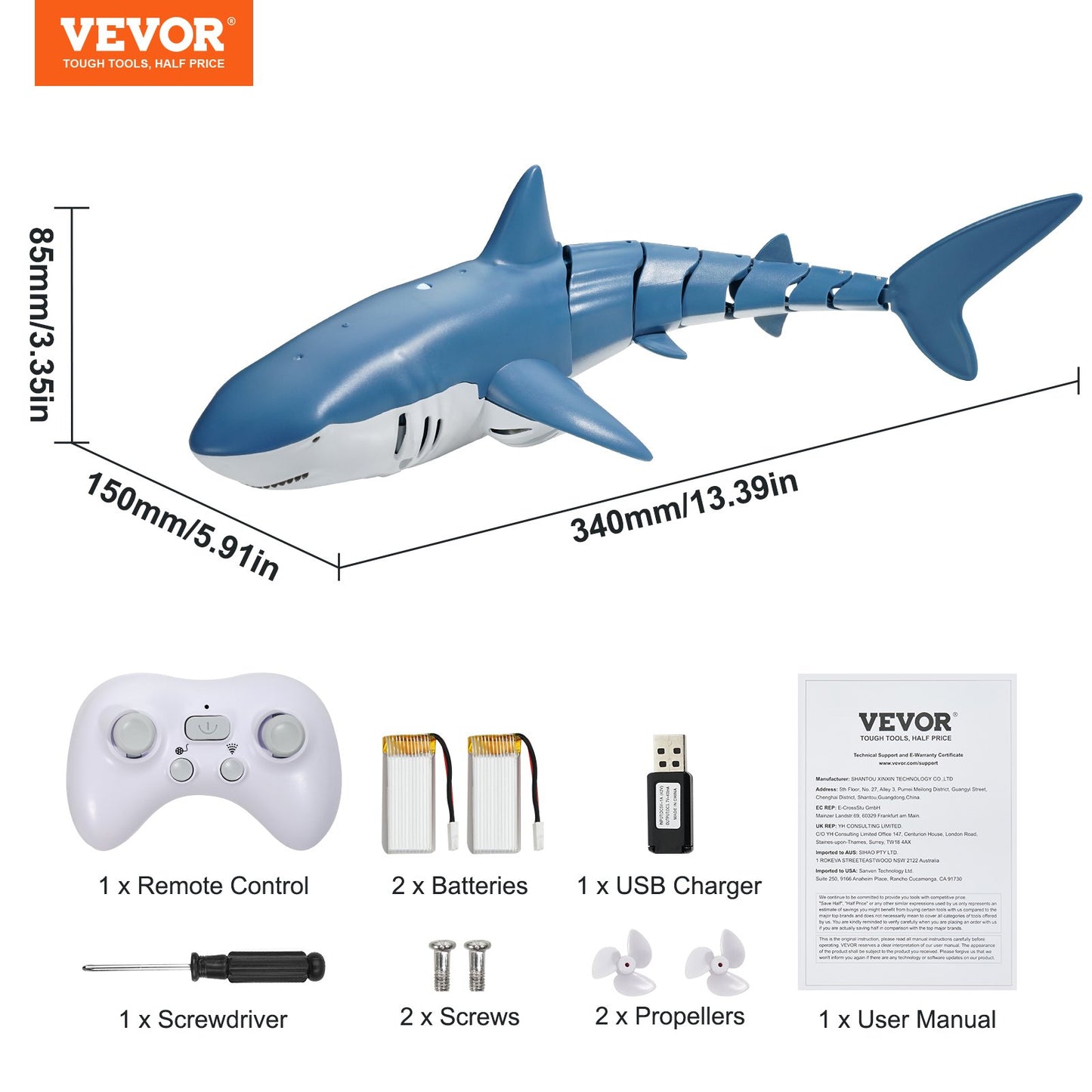 Remote Control Shark Toy 2.4GHz High Speed RC Boat for Kids Adults Gift