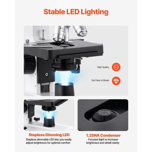 Binokular Compound Mikroskop Kit 40-5000X Dubbelstegs Tvåstegs Okularuppsättning |  EU