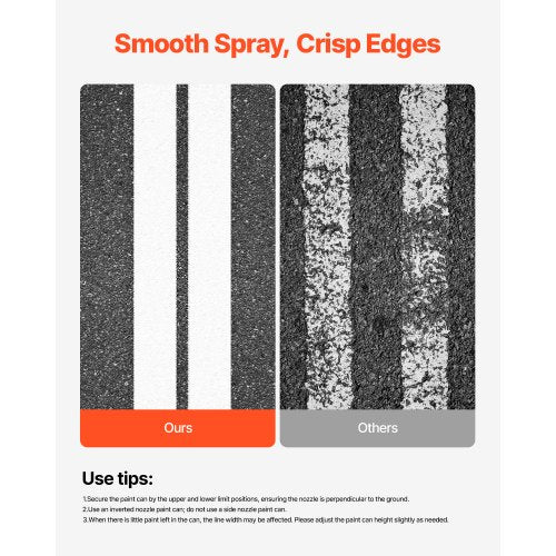 Linjemarkeringsmaskin, 610 x 330 x 900 mm, 4-hjulig, kraftig linjemarkeringsmaskin med 56-102 mm justerbar bredd, skapar tydliga kantlinjer för vägar, parkeringsplatser, idrottsplaner, gul |  EU