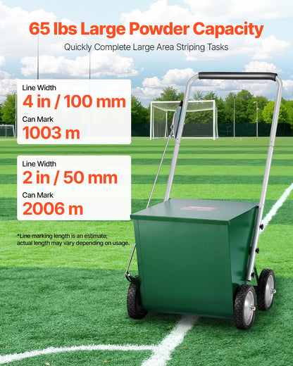 Dry Line Marker 4-Wheel 2 or 4 in Lines Heavy Duty Steel Chalker 65 lbs