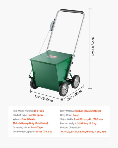 Dry Line Marker 4-Wheel 2 or 4 in Lines Heavy Duty Steel Chalker 65 lbs