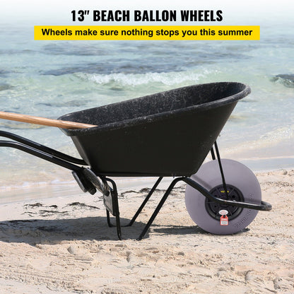 Beach Balloon Wheels, 13" Replacement Sand Tires, TPU Cart Tires for Kayak Dolly, Canoe Cart and Buggy with Free Air Pump, 2-Pack
