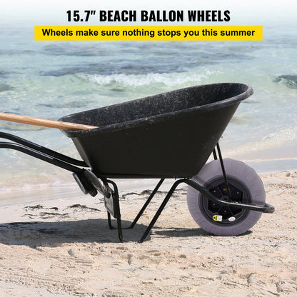 Beach Balloon Wheels, 15.7" Replacement Sand Tires, TPU Cart Tires for Kayak Dolly, Canoe Cart and Buggy with Free Air Pump, 2-Pack