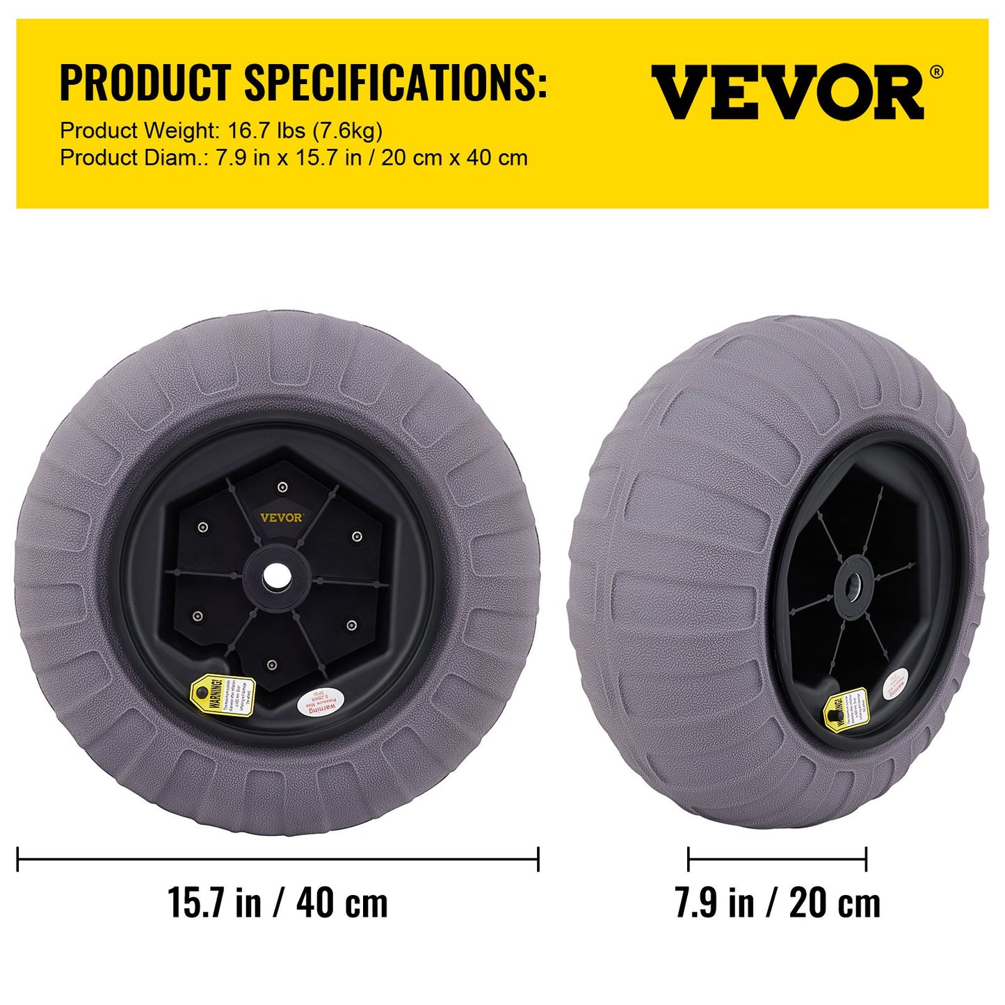 Beach Balloon Wheels, 15.7" Replacement Sand Tires, TPU Cart Tires for Kayak Dolly, Canoe Cart and Buggy with Free Air Pump, 2-Pack