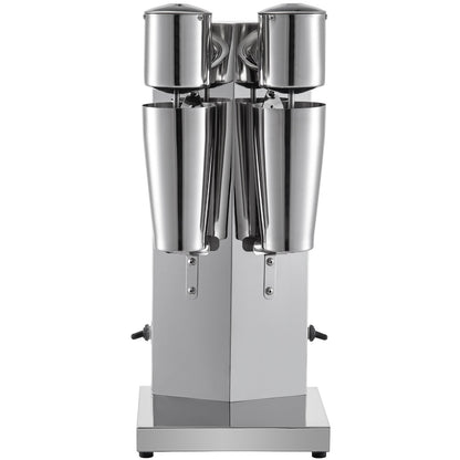 Milkshake Maker Kit, Elektrisk Milkshake Maker i rostfritt stål, 180 W Milkshake Machine, Double Head Classic Milkshake Maker med 800 ml kopp, Silver Milkshake Maker Machine, 2 hastigheter justerbar