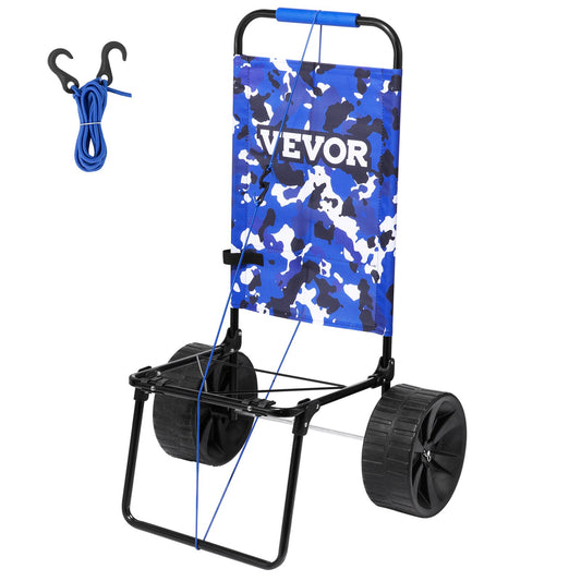 Beach Dolly med stora hjul för sand, 15,4" x 15,7" lastdäck, med 10" PE solida hjul, 69LBS lastkapacitet Vikbar sandvagn, tung vagn för picknick, camping, fiske, strand, trädgårdsarbete