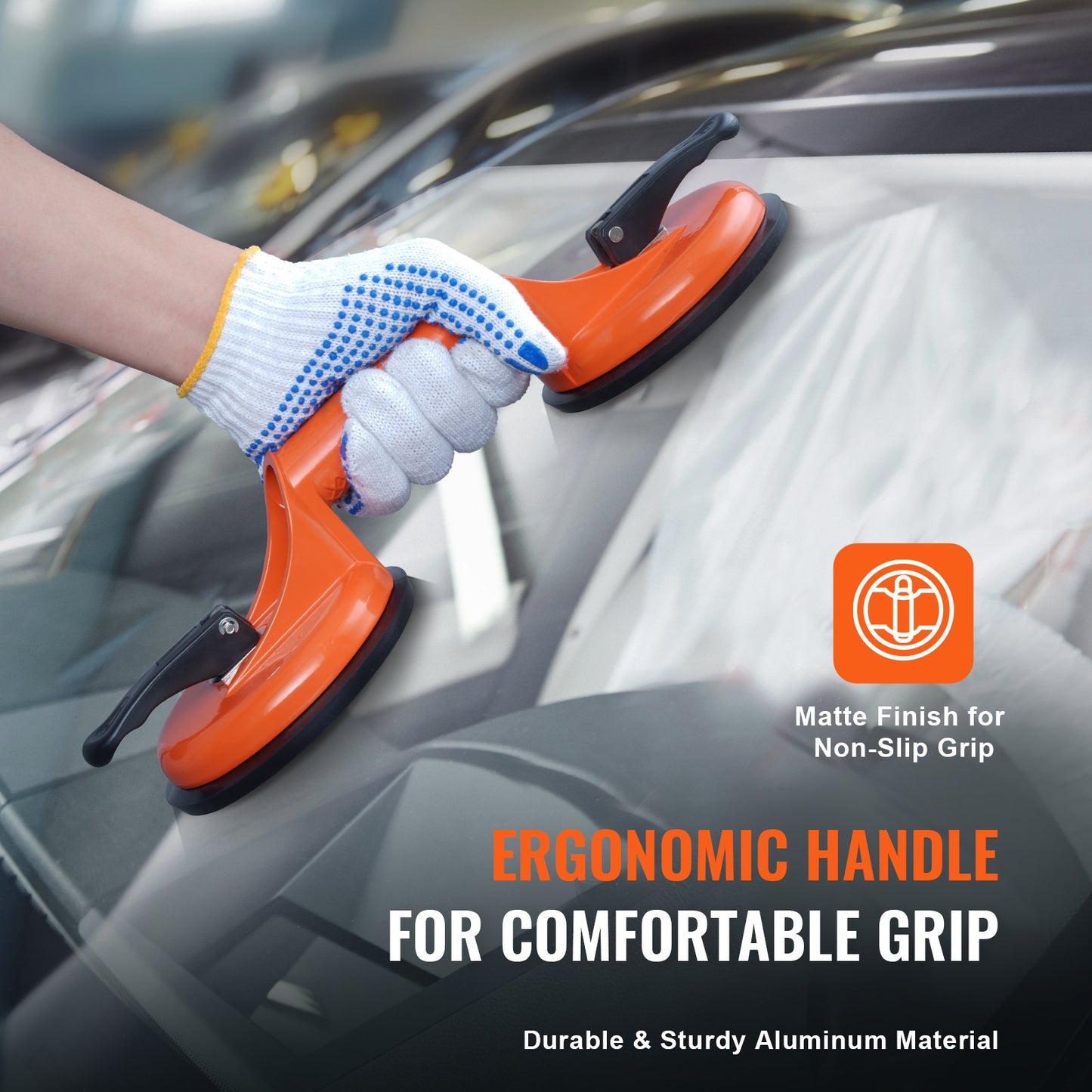 Glass Suction Cup, 4.7" 2-Pack 330 lbs Load Capacity, Vacuum Suction Cup with Aluminum Handle, Heavy Duty Industrial Suction Cup Lifting Tools for Glass, Granite, Tile, Metal, Wood Panel Lifting