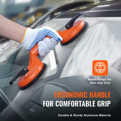 Glass Suction Cup, 4.7" 2-Pack 330 lbs Load Capacity, Vacuum Suction Cup with Aluminum Handle, Heavy Duty Industrial Suction Cup Lifting Tools for Glass, Granite, Tile, Metal, Wood Panel Lifting