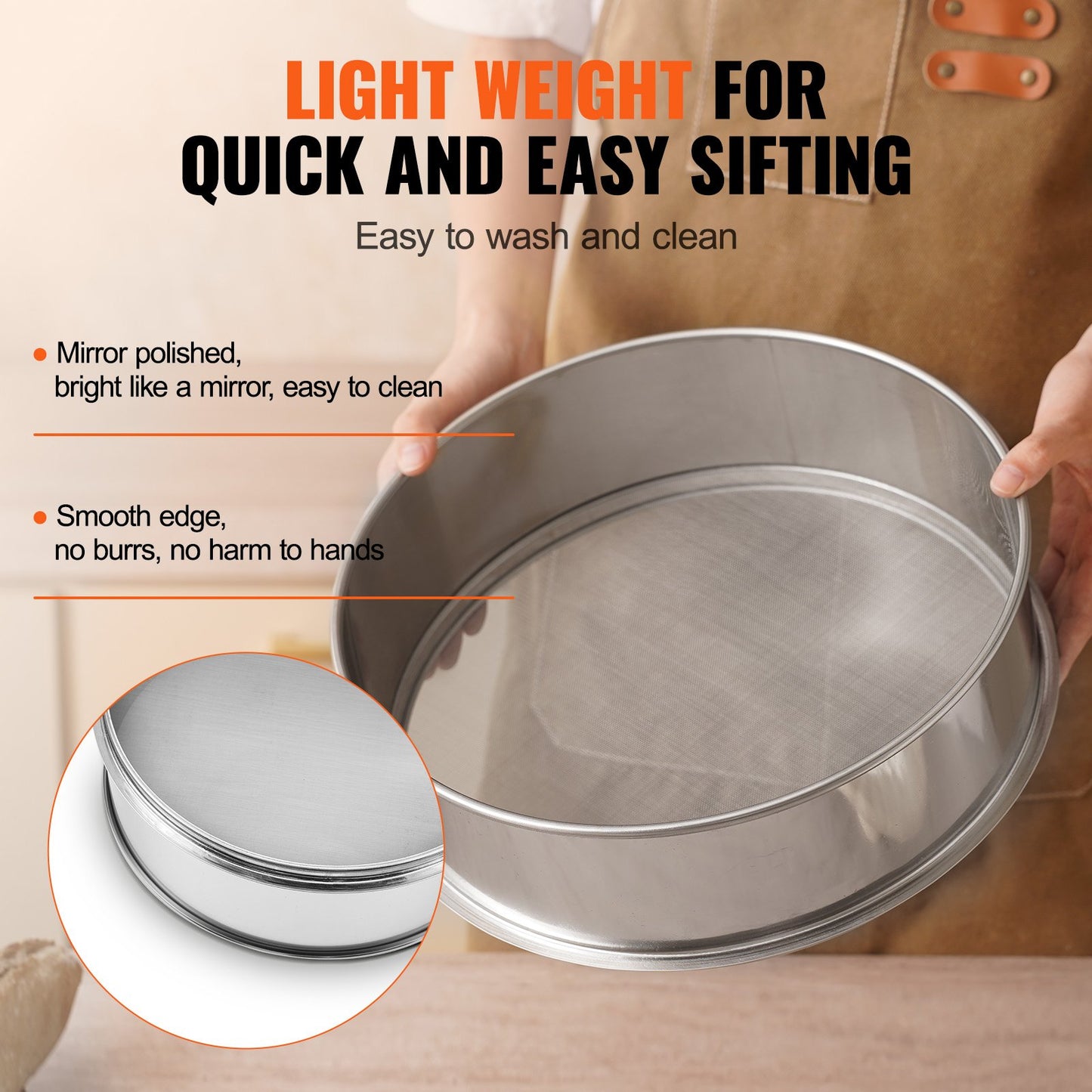 Flour Sieve Fine Mesh Stainless Steel 150 Mesh Flour Sieve for Baking