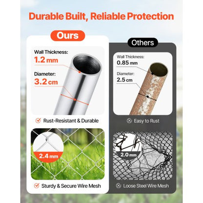 Chain Link Fence Gate Fits 2.2-6ft x 6ft Garden Gate Posts Not Included | EU