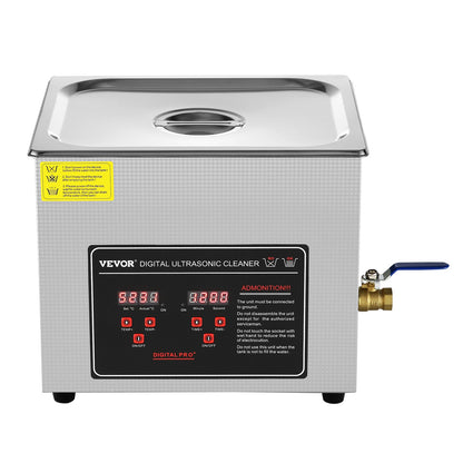 Ultrasonic Cleaner med digital timer och värmare, Professionell Ultra Sonic Smycken Cleaner, Rostfritt stål Uppvärmd rengöringsmaskin för glasögon Klockringar Små delar Kretskort (10L)