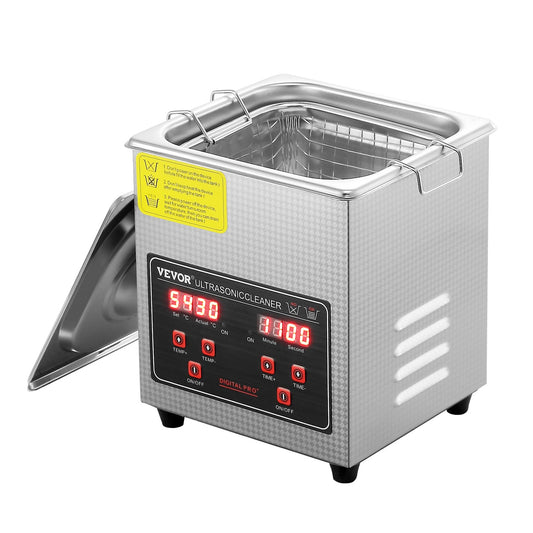 Ultrasonic Cleaner med Digital Timer & Heater, Professionell Ultra Sonic Smycken Cleaner, Rostfritt stål Uppvärmd rengöringsmaskin för glasögon Klockringar Små delar Kretskort (2L)