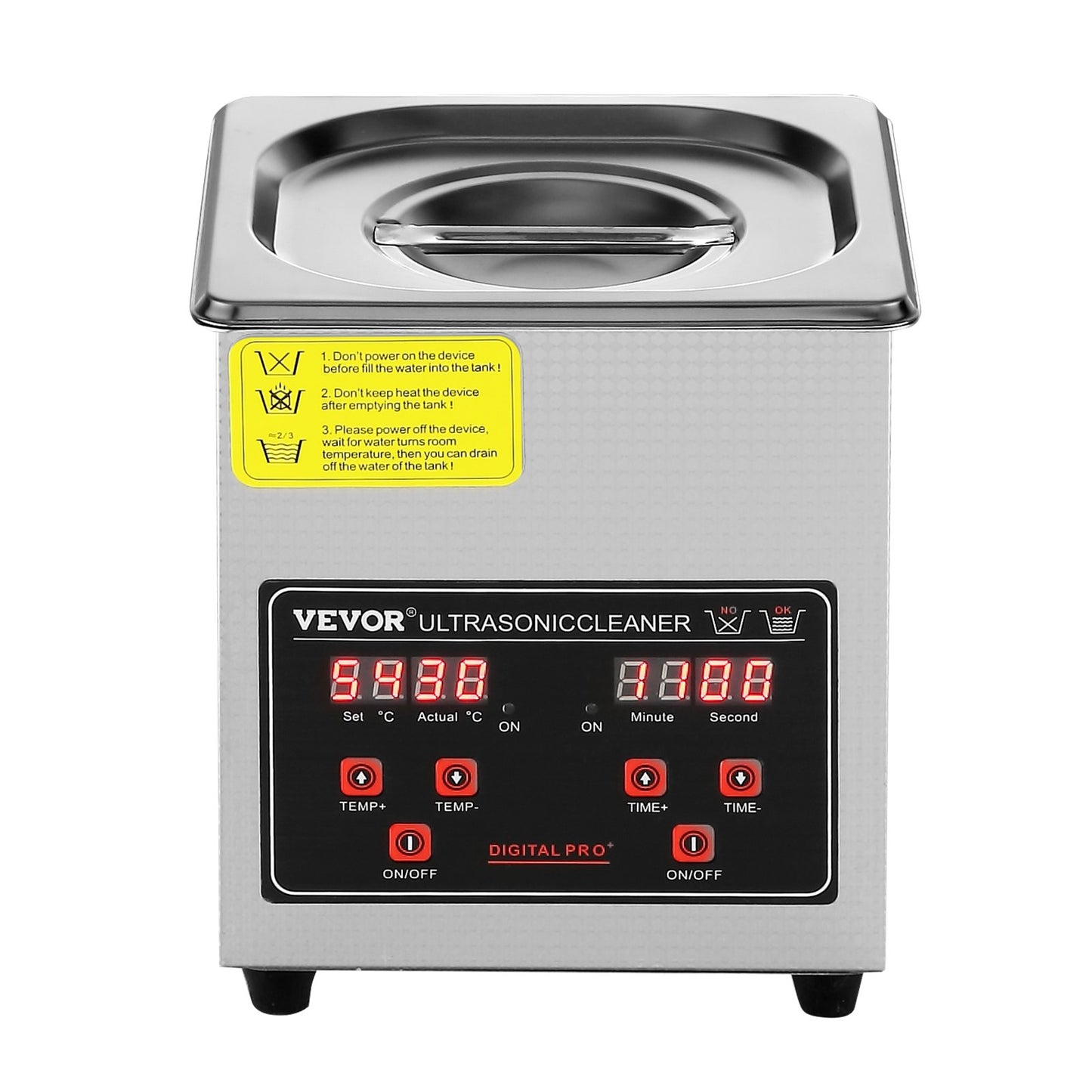 Ultrasonic Cleaner med Digital Timer & Heater, Professionell Ultra Sonic Smycken Cleaner, Rostfritt stål Uppvärmd rengöringsmaskin för glasögon Klockringar Små delar Kretskort (2L)