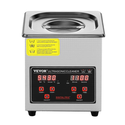 Ultrasonic Cleaner med Digital Timer & Heater, Professionell Ultra Sonic Smycken Cleaner, Rostfritt stål Uppvärmd rengöringsmaskin för glasögon Klockringar Små delar Kretskort (2L)