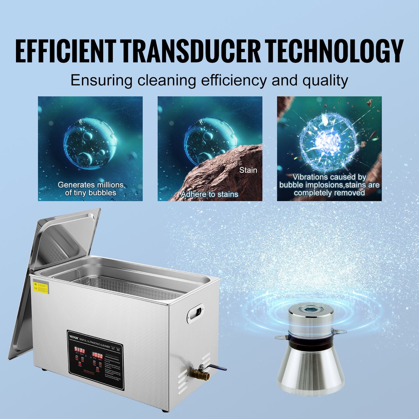 Ultrasonic Cleaner med digital timer och värmare, Professionell Ultra Sonic Smycken Cleaner, Rostfritt stål Uppvärmd rengöringsmaskin för glasögon Klockringar Små delar Kretskort (30L)