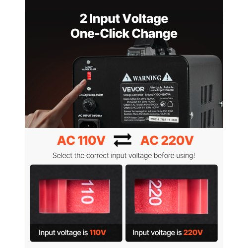 Spänningsomvandlare Transformator, 1500VA, Kraftig Step Up/Down Transformator, Omvandlare från 110V till 220V och 220V till 110V, med US-uttag, EU-uttag, Nätsladd, Säkringsskydd |  EU