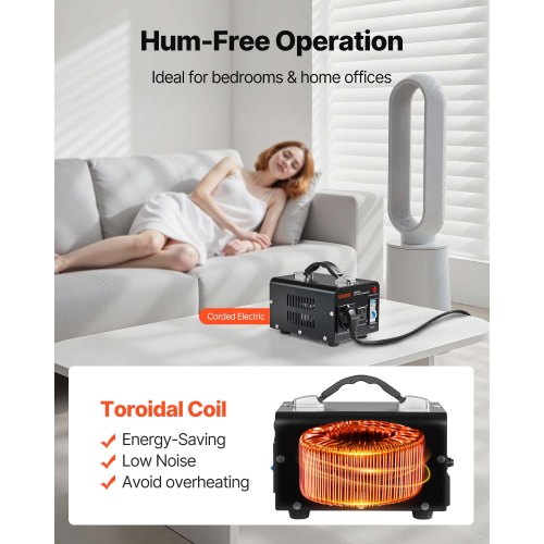 Spänningsomvandlare Transformator, 500VA, Kraftig Step Up/Down Transformator, Omvandlare från 110V till 220V och 220V till 110V, med US-uttag, EU-uttag, Nätsladd, Säkringsskydd |  EU