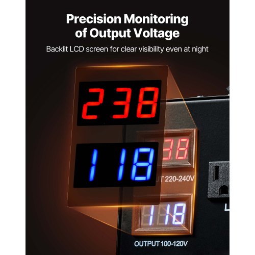 Spänningsomvandlare, 5000VA, Kraftig upp-/nedtransformator, 110V till 220V och 220V till 110V, med 3 US-uttag, 3 EU-uttag, LCD-display, brytarskydd |  EU