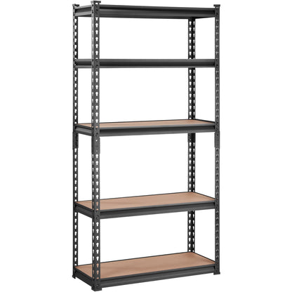 Förvaringshylla, 5-lagers justerbar, 2 000 lbs kapacitet, kraftiga garagehyllor Metallorganiseringshylla, svart, 30" L x 12" B x 60" H för köksskafferi källare Badrumstvätt