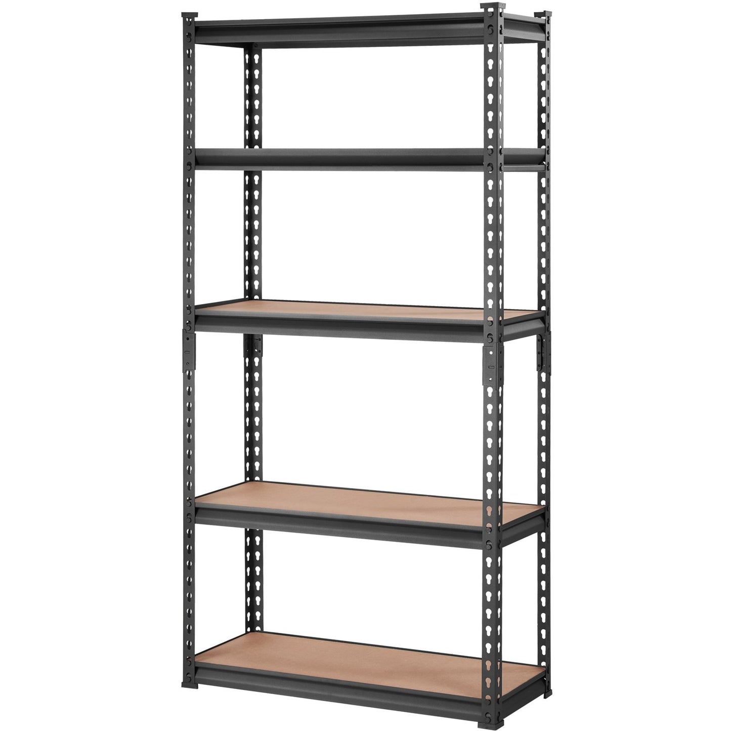 Förvaringshylla, 5-lagers justerbar, 2 000 lbs kapacitet, kraftiga garagehyllor Metallorganiseringshylla, svart, 30" L x 12" B x 60" H för köksskafferi källare Badrumstvätt