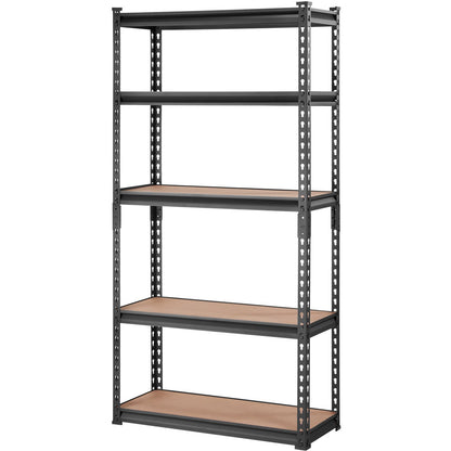 Förvaringshylla, 5-lagers justerbar, 2 000 lbs kapacitet, kraftiga garagehyllor Metallorganiseringshylla, svart, 30" L x 12" B x 60" H för köksskafferi källare Badrumstvätt