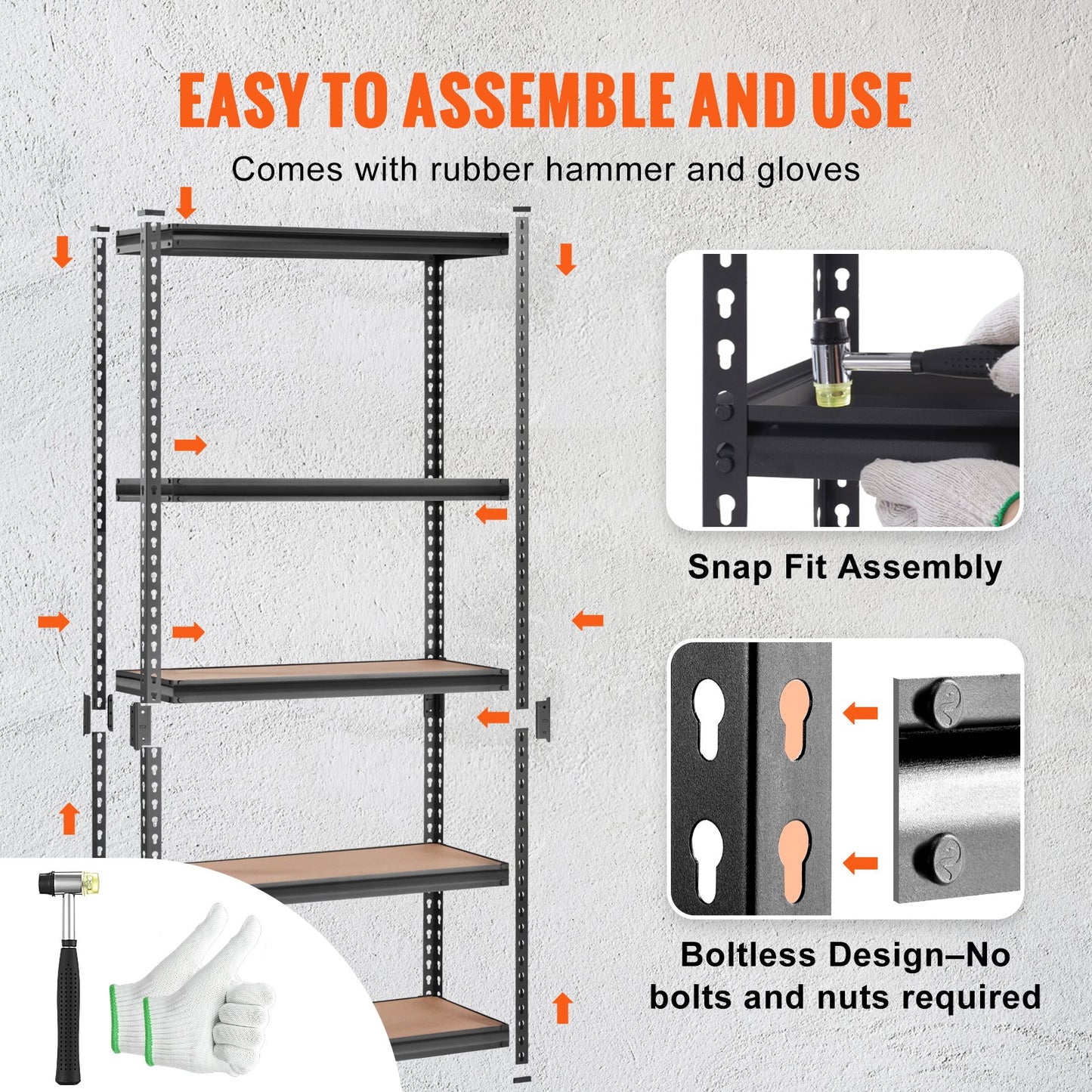 Storage Shelf, 5-Tier Adjustable, 2000 lbs Capacity, Heavy Duty Garage Shelves Metal Organizer Utility Rack, Black, 36" L x 18" W x 72" H for Kitchen Pantry Basement Bathroom Laundry