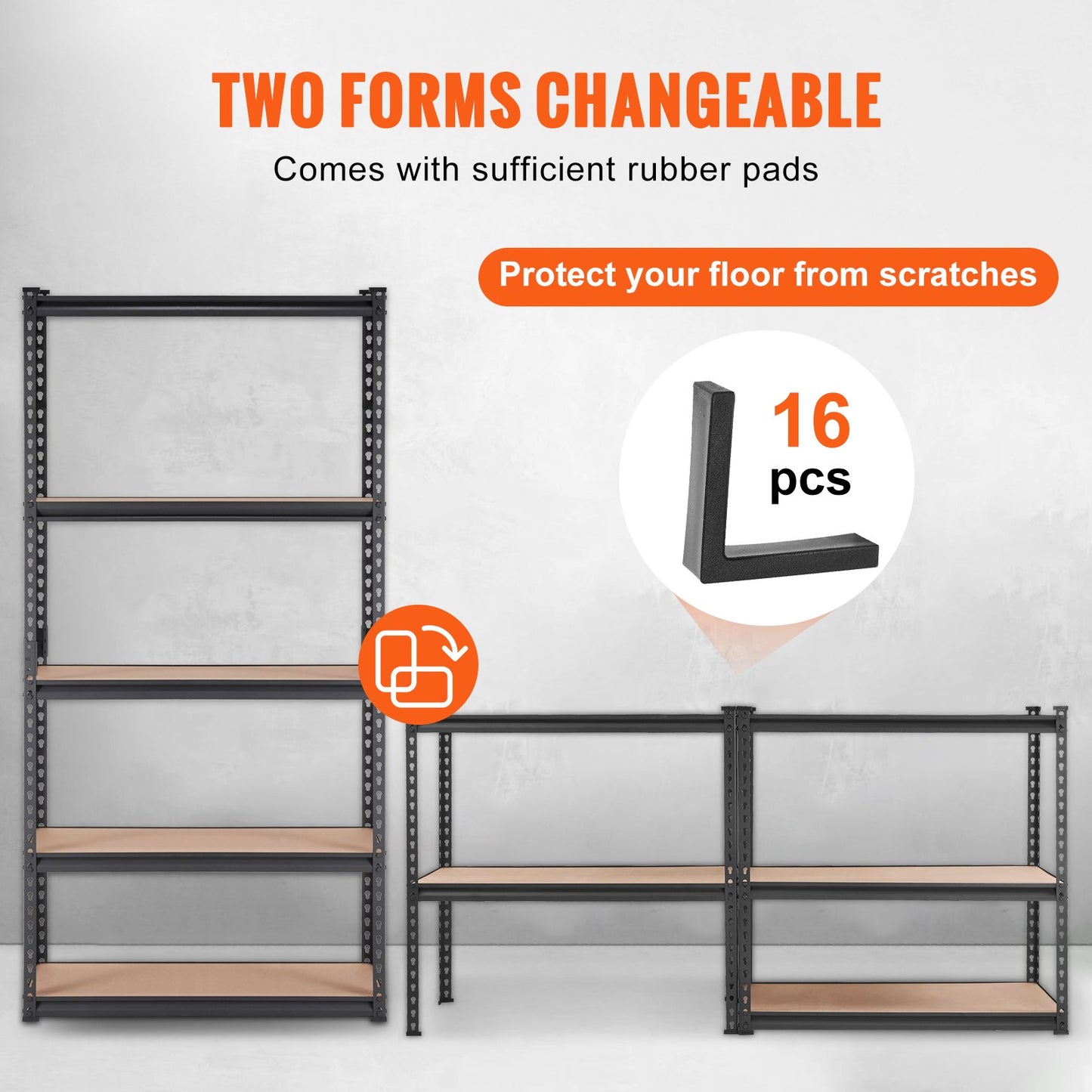 Storage Shelf, 5-Tier Adjustable, 2000 lbs Capacity, Heavy Duty Garage Shelves Metal Organizer Utility Rack, Black, 36" L x 18" W x 72" H for Kitchen Pantry Basement Bathroom Laundry