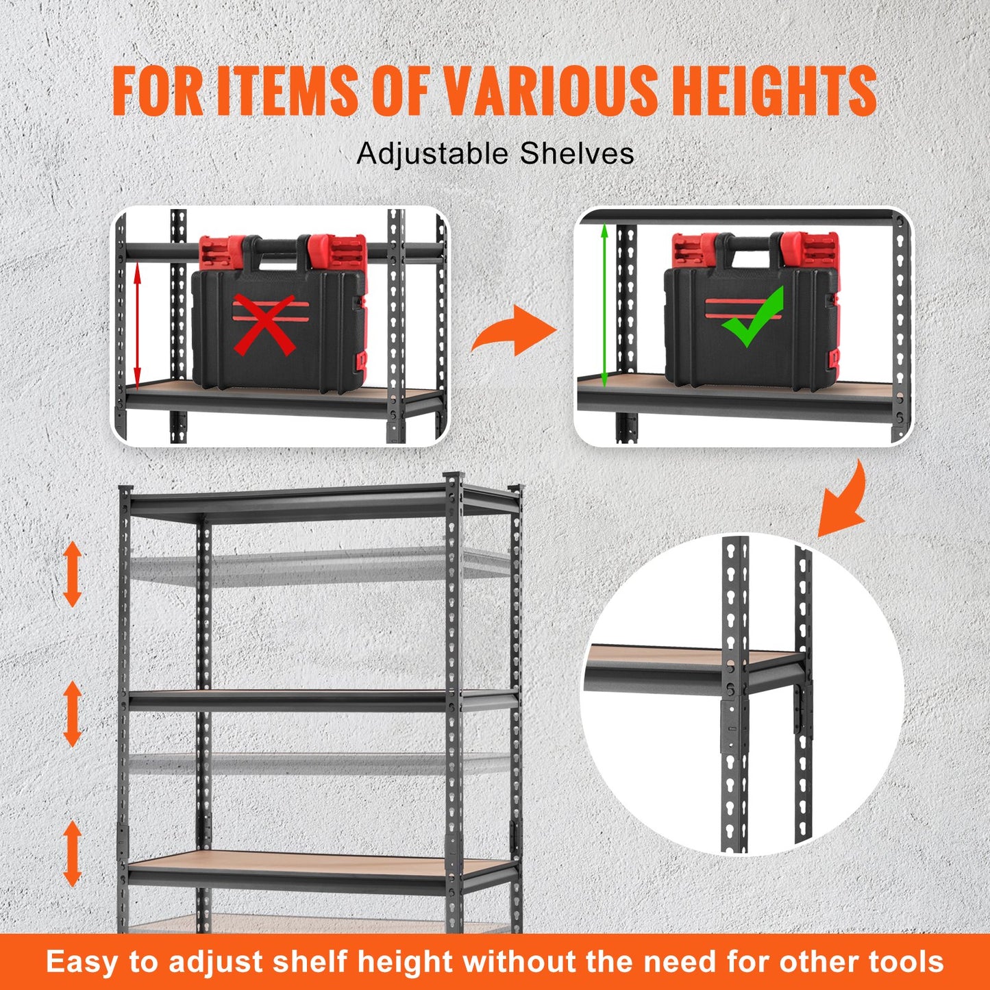 Storage Shelf, 5-Tier Adjustable, 2000 lbs Capacity, Heavy Duty Garage Shelves Metal Organizer Utility Rack, Black, 36" L x 18" W x 72" H for Kitchen Pantry Basement Bathroom Laundry