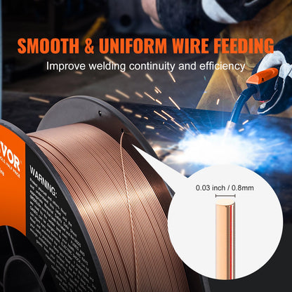 Solid MIG welding wire, ER70S-6 0.030-inch 11LBS with low spatter and high levels of deoxidizer for gas welding in all positions