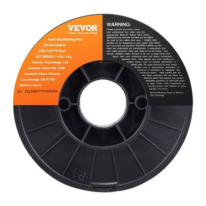 Solid MIG welding wire, ER70S-6 0.030-inch 11LBS with low spatter and high levels of deoxidizer for gas welding in all positions