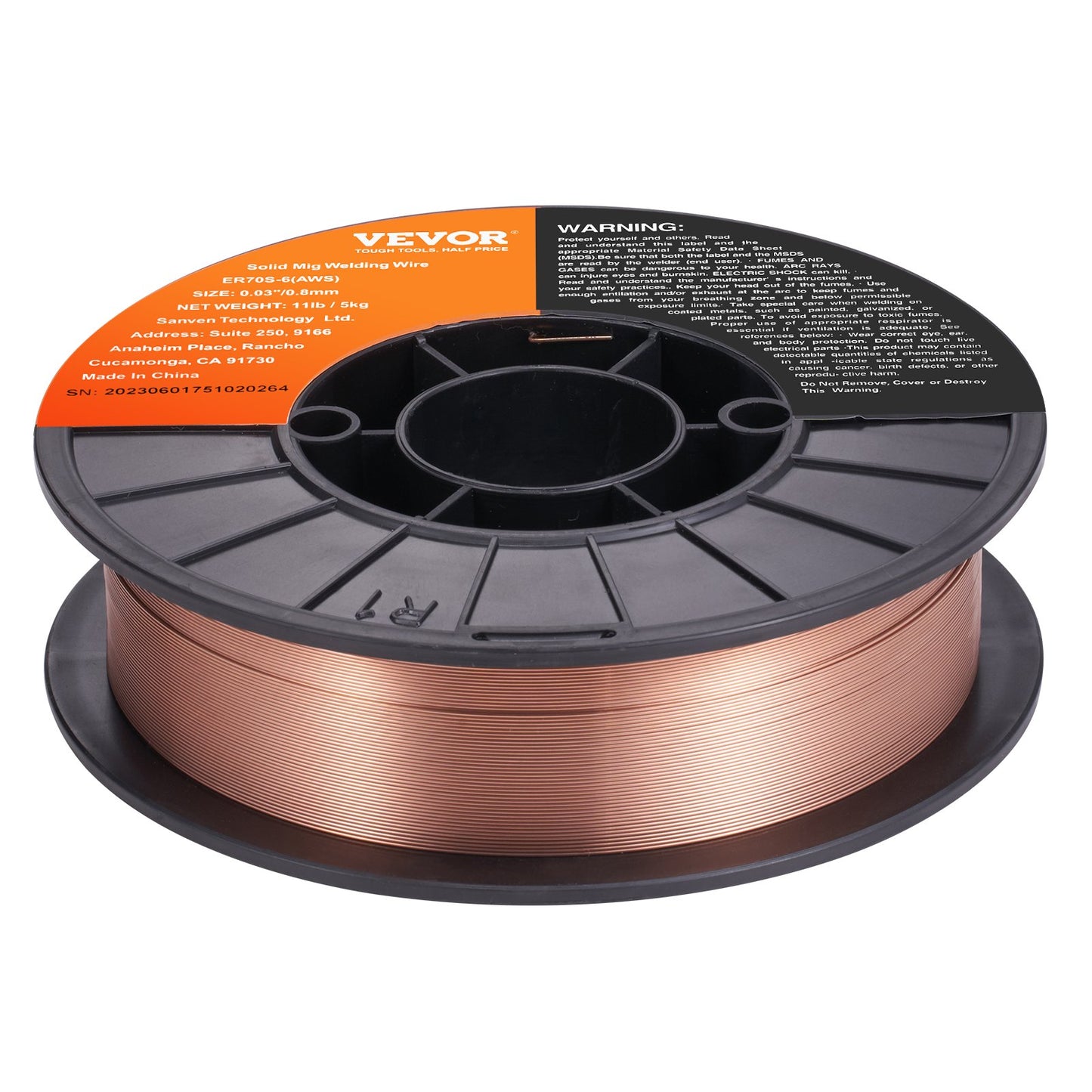 Solid MIG welding wire, ER70S-6 0.030-inch 11LBS with low spatter and high levels of deoxidizer for gas welding in all positions